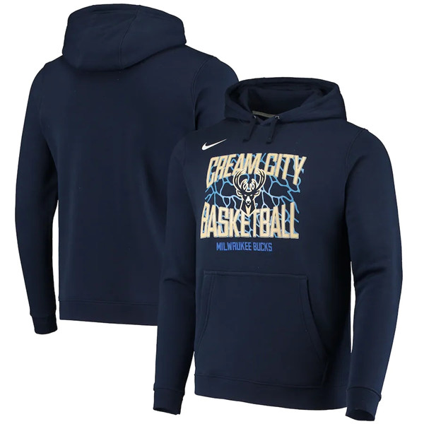 Men's Milwaukee Bucks 2021 Navy City Edition Story Club Pullover Hoodie